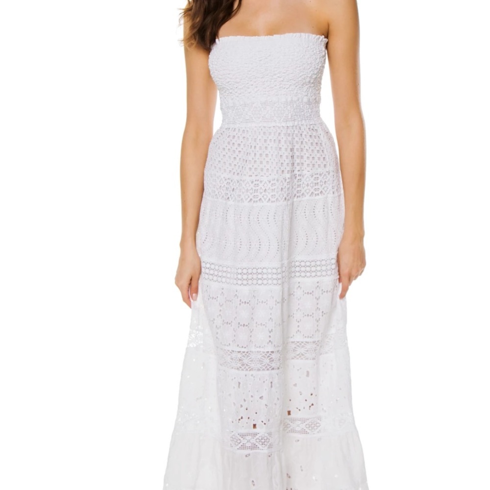NWT Temptation Positano maxi white lace tube dress Francia XS